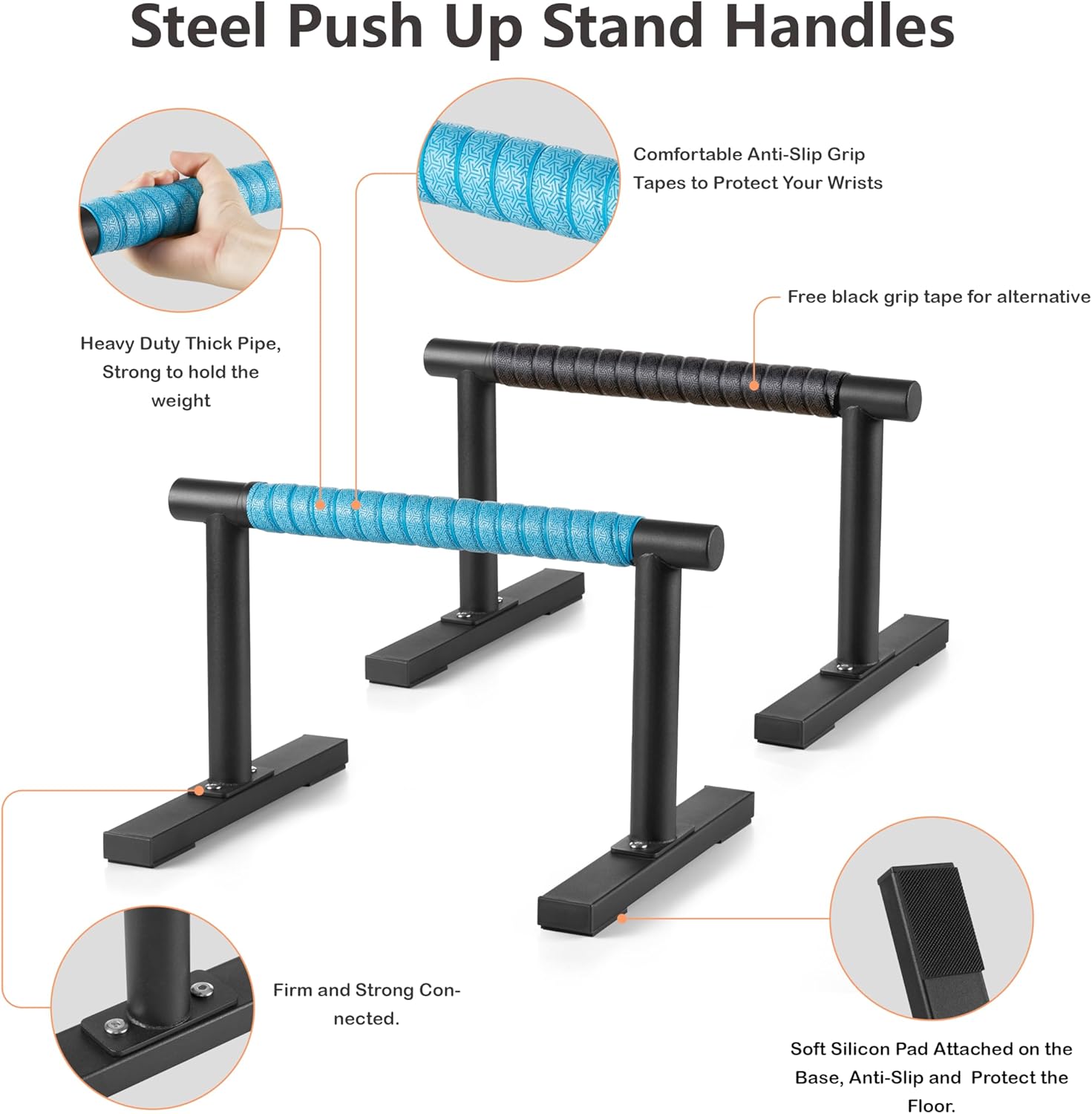 Strength Training Parallettes I-Sit Push Up Bars, Pushup Handles Calisthenics Equipment for Home Workout, Anti-slip Gymnastics Bars, Handstand & Dip Bar for Outdoor Exercise